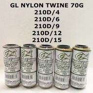 NEW GL NYLON TWINE 70G BENANG JALA JARING IKAN FISH NET TALI LAYANG-LAYANG 210D/4 210D/6 210D/9 210D