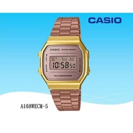 Casio Vintage Standard Digital Rose Gold Ion Plated Band Watch A168WECM-5D A168WECM-5