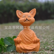 Independent Standing Meditation Meditation Cat Animal Statue Meditation Cat Garden Decoration Crafts