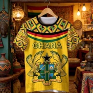2026 Ghana Flag Pattern T-shirt Fashion Ghana Emblem Printed Parent Child T-shirt Daily Dashiki Gym 