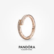 Pandora 14k Rose Gold-Plated Sparkling Overlapping Ring