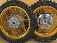 ชุดล้อทองขอบ 14 พร้อมยางนอก+ยางใน ลายวิบาก 1.40x141.60x14 ใส่ Click110 Click-i Scoopy-i Icon Zoomer-