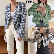 B3642 Glam Houndstooth Tweed Blazer