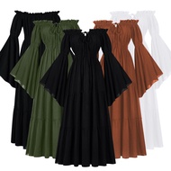 2024 Historical Style Christmas Dress - One Shoulder, Flared Sleeves, Narrow Waist