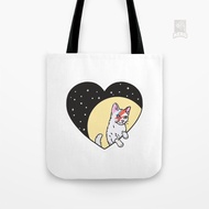Band Cat Bowie Canvas Tote Bag