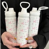 600ml/20.29oz Stainless Steel Direct Drinking Insulated Water Bottle With Handle, Portable Leak-Proo