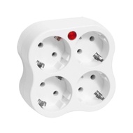 KRISBOW Grounding Plug 2 4-Hole Electrical Plug Adapter 2 White 4-WAY/