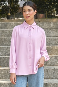 Giulianna Front Button Shirt - Crepe Pink