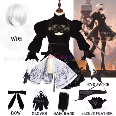 Nier Automata Yorha 2B Cosplay Suit Anime Women Inner Print Outfit Disguise Costume Set Fancy Hallow
