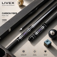 10mm Carbon Fiber Pool Cue 1/2 Kayu Pool Chinese 8-Ball 9-Ball Billiard Cue Stick for Precise Contro