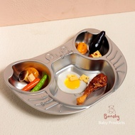 BUNSBY Baby Kids Feeding Plate 316 304 Stainless Steel Baby Kids Feeding Plate with Lid FOOD GRADE L