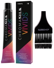 Comb + CHROMASILK VIVIDS by Pravaana DIRECT DYE Hair Color, Semi-Permanent (NEWEST 2023-2024 formula