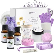 French Lavender Spa Gift Set with Orange Oil, Essential Eucalyptus Oil, Handmade Soap, Bath Bomb, Steamer and More