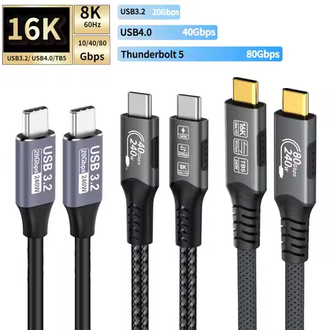 USB-C Data Transfer Full-Featured Cable 8K/16K PD240W Fast Charging Cable for Thunderbolt 5/4/3 Phon