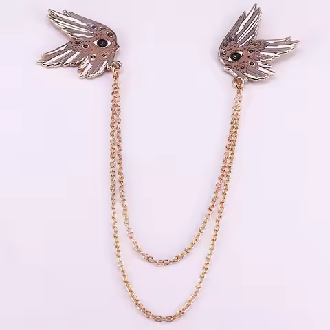 Seraph Seraphim Enamel Pin Angel Wing With Chain Badge Art Brooch Jewelry