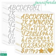 JENNIFERDZ 5 Sheets Glitter Letter Stickers, English Letter a-Z 2/1.5 Inch Alphabet Big Letter Stick