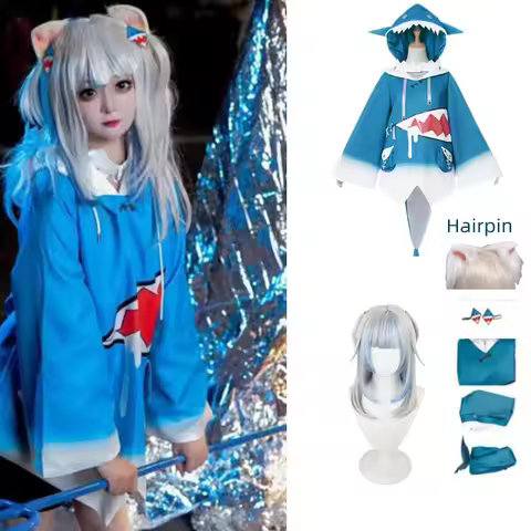 Hololive Cosplay Gawr Gura ENG Shark Costume Youtuber Funny Clothes Halloween Christmas Party Outfit