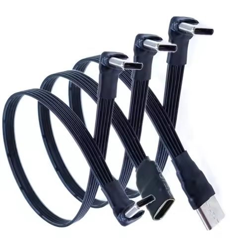 USB 2.0 Type-C Band Flat Cable Extension FPC Cable USB 2.0 USB-C 90° Up/Down Angled Plug 5Cm-1M For 