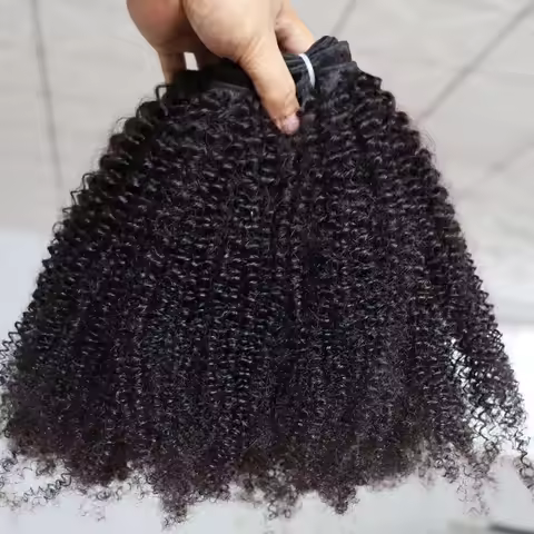 Afro Kinky Curly Weft 100% Human Hair Extensions 3B 3C Natural Black Curls Virgin Remy Indian Human 