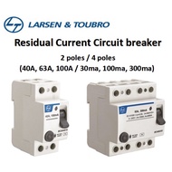 L&T LARSEN & TOUBRO LT RCCB ELCB RCD 40A 63A 100A 30ma 100ma 300ma earth leakage breaker