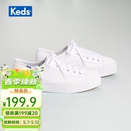 keds女士松糕底帆布鞋 增高厚底休闲鞋WF57306 白色 37