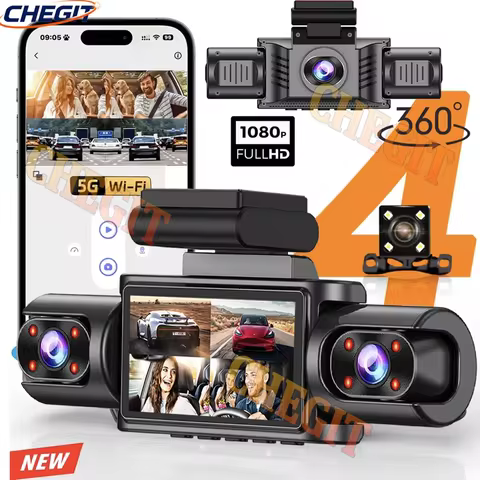 2026 New 360° Car Dash Cam 3/4 Channel WiFi APP Dash Cam HD 1080P Car DVR Loop Recording Night Visio