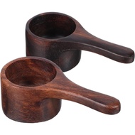 Yardwe 2pcs Wooden Coffee Scoop, Mini Measuring Spoon for Coffee Beans, Milk Powder, Kitchen Serving