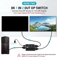 (BVWG) 8K DisplayPort Switch 2 in 1 Out/ 1 in 2 Out Display Port DP Switch Supports 8K30Hz 4K120Hz f