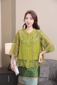 FON เสื้อลูกไม้ลายใหม่ กระดุมหน้า มีไซร้รอบอก38-40-42-44-46นิ้ว#SW027