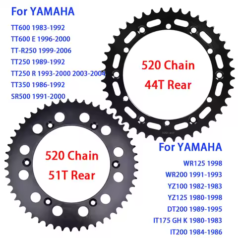 520 44T 51T Rear Sprocket for YAMAHA TT250 TT250R TTR250 TT350 WR200 WR125 YZ100 YZ125 TT600 TT TTR 