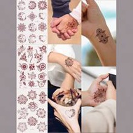 3 Sheets Flower Brown Henna Tattoo Sticker Floral Temporary Tattoo Sticker For Henna For Women Girl 