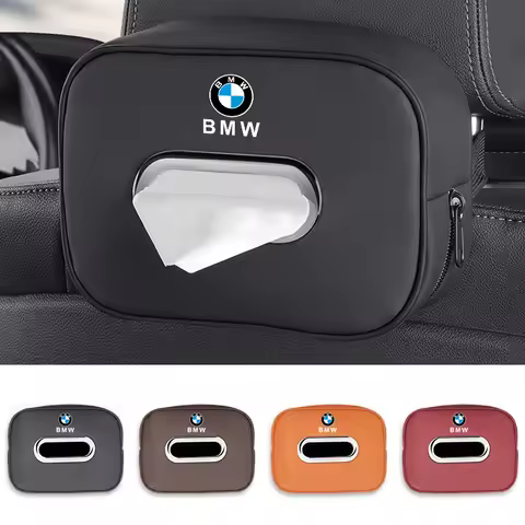 car sticker Leather Car Seatback Tissue Box Square Napkin Storage Bag For BMW Motorsport F11 G11 F10