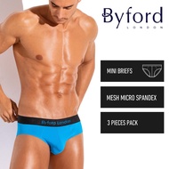 Byford (3 Pcs) Seluar Dalam Lelaki | Byford Mens Microfibre Spandex Mini Brief Underwear Assorted Co