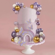 41Pcs Pearl Purple Cake Toppers Balls Lilac Lavender Butterfly Cupcake Cake Decorations for Girls 1s