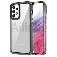 เคส4G 5G 4G สำหรับ Samsung Galaxy A73 A53 A23 A13 4G 5G เคสหรูทำจากอะคริลิคแข็งใสโปร่งแสงระดับ HD เคสโทรศัพท์ป้องกันชาร์จไร้สายสีเหลือง