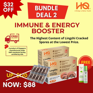 [ HQ Gano Company ]{Bundle Deal 2}HQ Lingzhi Cracked Spores Powder Capsules 2 Boxes at $88 (usual price $120) FREE GIFT Aromatherapy Roll On Oil