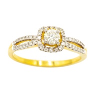 Happy Jewelry แหวนเพชรล้อม ก้านคู่โค้ง ทองแท้ 9k 37.5% เพชรเกสร ME970