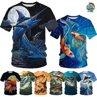 Summer, loved ones, 3 fish, T -shirt patterns Short -sleeved fish, carp, T -shirt, T -shirt