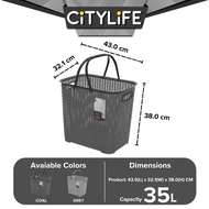 Citylife 35L Plastic Laundry Basket Large Hamper Laundry Bag for Clothes With Easy Handle L-7162