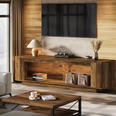 70.9-Inch TV Stand, armhouse Entertainment Center or 65/70/75/80-Inch TVs, Teion ole Table with LED 