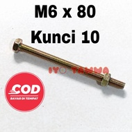 M6x80 bolt key 10 (10 pcs) M6 bolt M6 screw bolt and nut