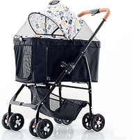 4 Wheels Cat Dog Traveling Strolling Cart Foldable Pet Stroller for Small Medium Cats Dogs with Safe