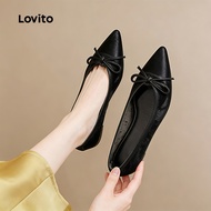 Lovito Elegant Boat Shoes Black Boat Shoes for Women LFA115060 Lovito  Kasut Boat Wanita Hitam Elega