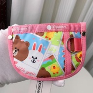 日本 LeSportsac X Line Friends 粉色帆布 半月型 散子包