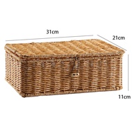 Rattan Basket Bakul rotan bertutup Seagrass Rotten Ratten Basket Organizer Storage Rotan Bakul Kayu 