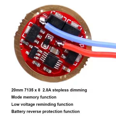 20mm Stepless dimming AMC7135x8 2.8A Driver circuit board with mode memory for XHP50.2 T6 L2 SST40 1