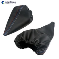 NOBELJIAOO 2Pcs/Set Car Gear Shift Collars Manual Handbrake Gaiter Boot Leather Covers For BMW 3 Ser