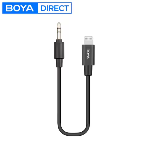 BOYA BY-K1 20cm 3.5 mm TRS (Male) to Lightning (Male) audio adapter cable for iPhone iPad iPod touch