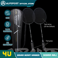 Set Raket Bulutangkis Serat Karbon Asli ALPSPORT RR 4U G5 20-22 Lbs ALP