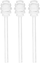 HEMOTON 3 x Glass Honey Spoon, Stirring Stick, Honey Scoop, Cocktail Spoon, Honey Stick, Honey Dippe